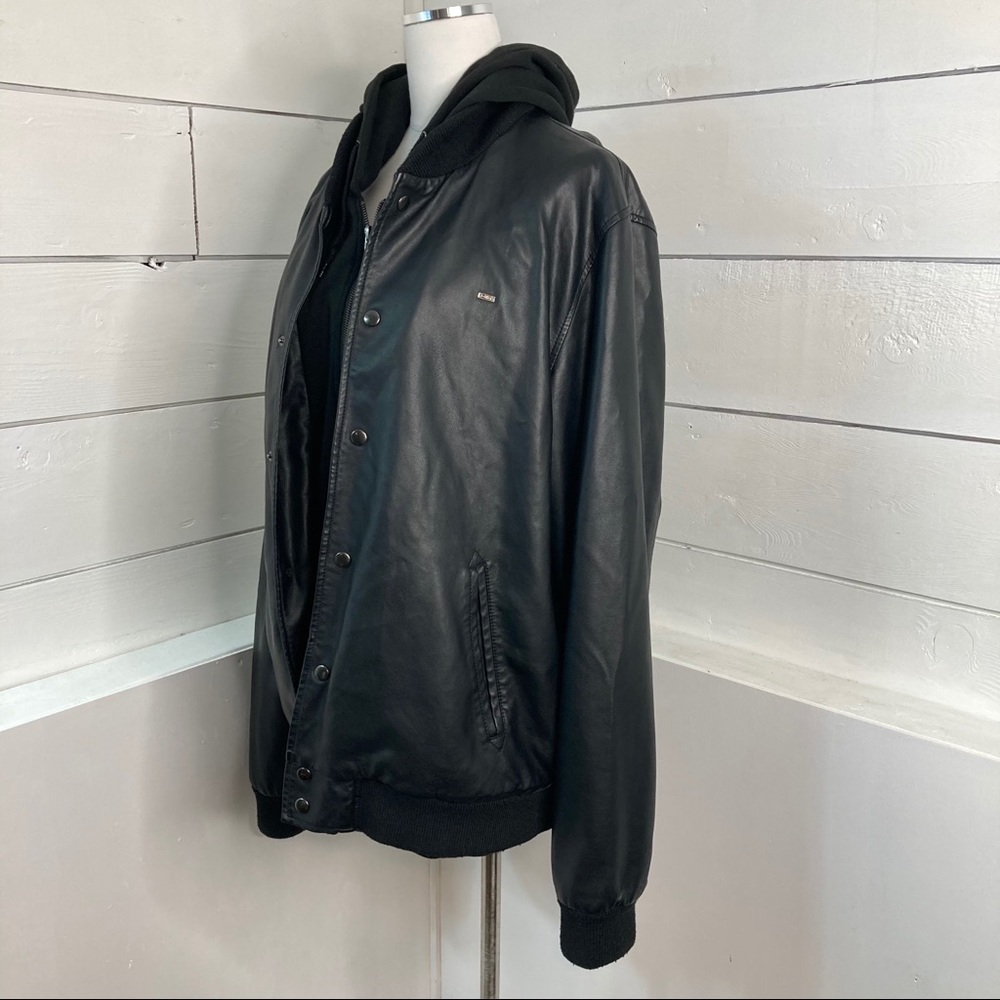 OBEY Vegan Leather Hooded Jacket